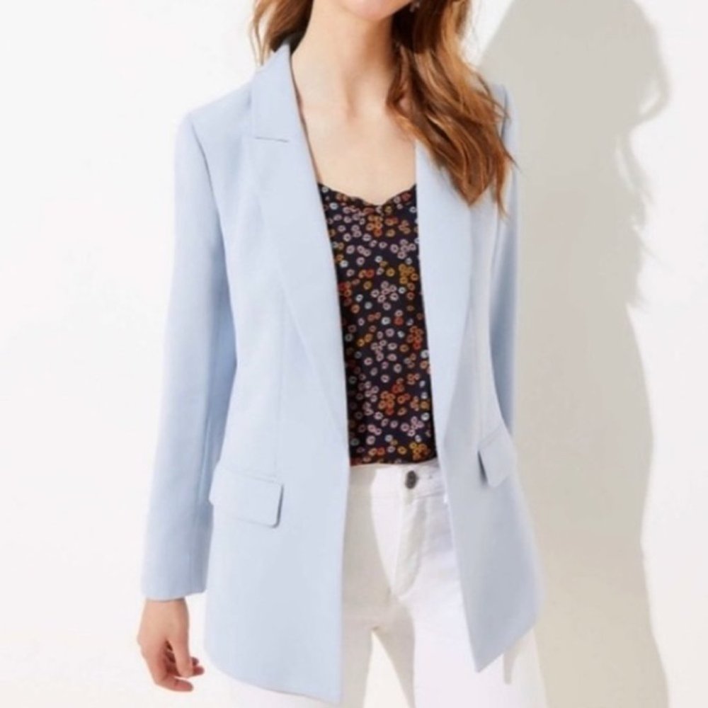 Ann Taylor Loft Modern Blazer Open Pastel Blue NWT New Lightweight Relaxed 2 S